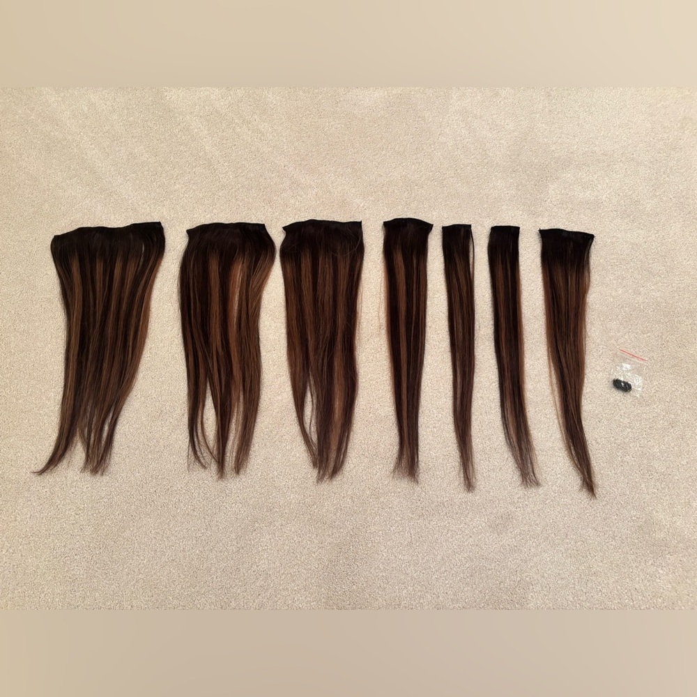 100% Human Hair 7 Piece Clip in Extensions 18" Long